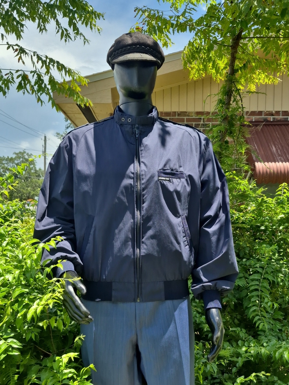 Members Only (Hong Kong) Men's Vintage Blue Full Zip Bomber Jacket
